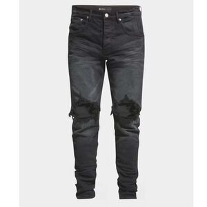 Purple Brand P002 Black Wash Blowout Slim Distressed Jeans Size 36 New With Tags